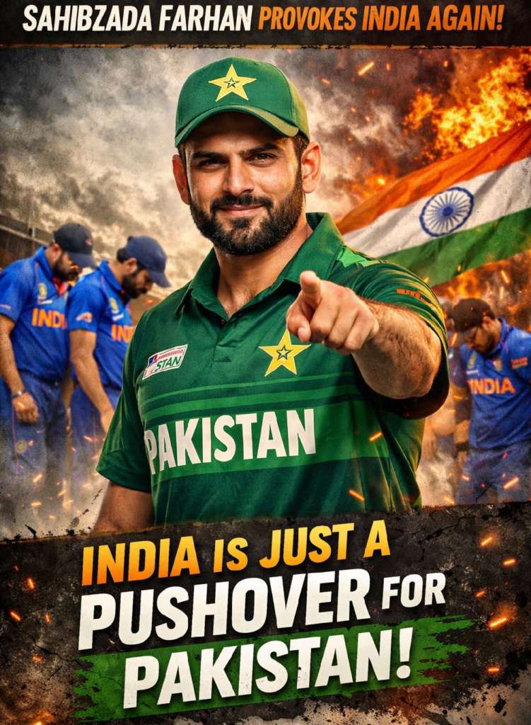Sahibzada Farhan provokes India again, asserts pushover for Pakistan