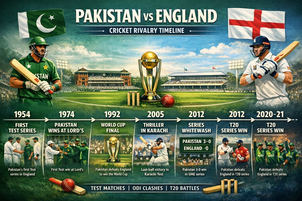 pakistan national cricket team vs england cricket team timeline