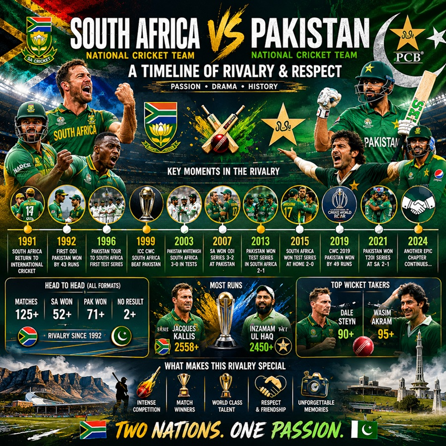 south africa national cricket team vs pakistan national cricket team timeline